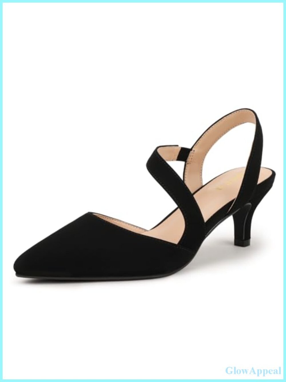 Kitten Heel Slingback Pumps Faux Leather Closed Toe Dress Shoes